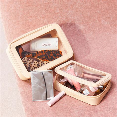 The In Flight Cosmetic Set in Beige .